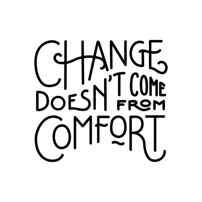 Vinyl Wall Art Decal - Change Doesn’t Come from Comfort - 22" x 24" - Motivational Modern Home Office Bedroom Work Quote - Trendy Workplace Apartment Living Room Indoor Decor (22" x 24"; Black) 1