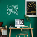 Vinyl Wall Art Decal - Change Doesn’t Come from Comfort - 22" x 24" - Motivational Modern Home Office Bedroom Work Quote - Trendy Workplace Apartment Living Room Indoor Decor (22" x 24"; White) 2