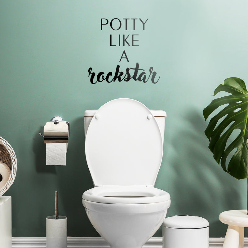 Vinyl Wall Art Decal - Potty Like A Rockstar - Witty Adult Humor Bathroom Cursive Vinyl Decal - Funny Modern Quotes Bathroom Decorations - Waterproof Vinyl Stickers 3