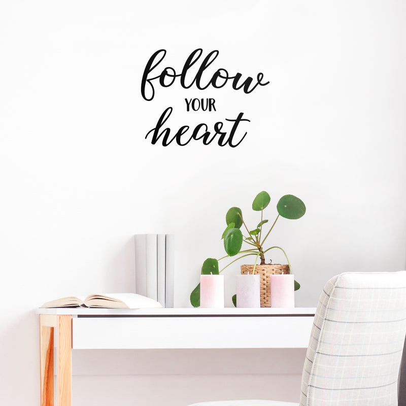 Vinyl Wall Art Decal - Follow Your Heart - 17" x 22" - Trendy Motivational Positive Life Quotes for Home Bedroom Apartment Office Workplace Indoor Outdoor Living Room Business Decor 2