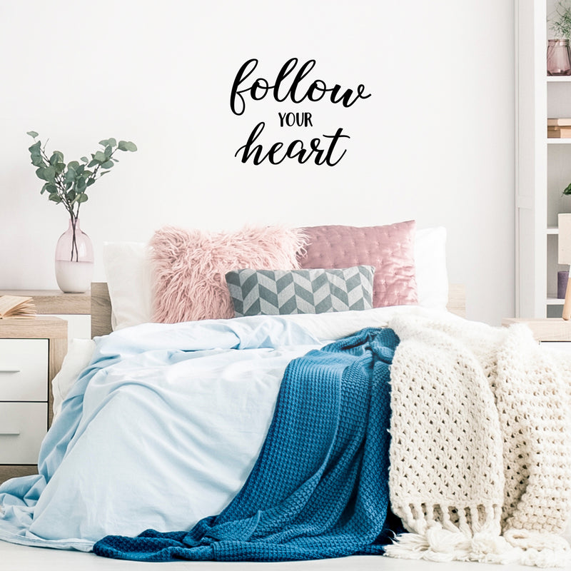 Vinyl Wall Art Decal - Follow Your Heart - 17" x 22" - Trendy Motivational Positive Life Quotes for Home Bedroom Apartment Office Workplace Indoor Outdoor Living Room Business Decor 3