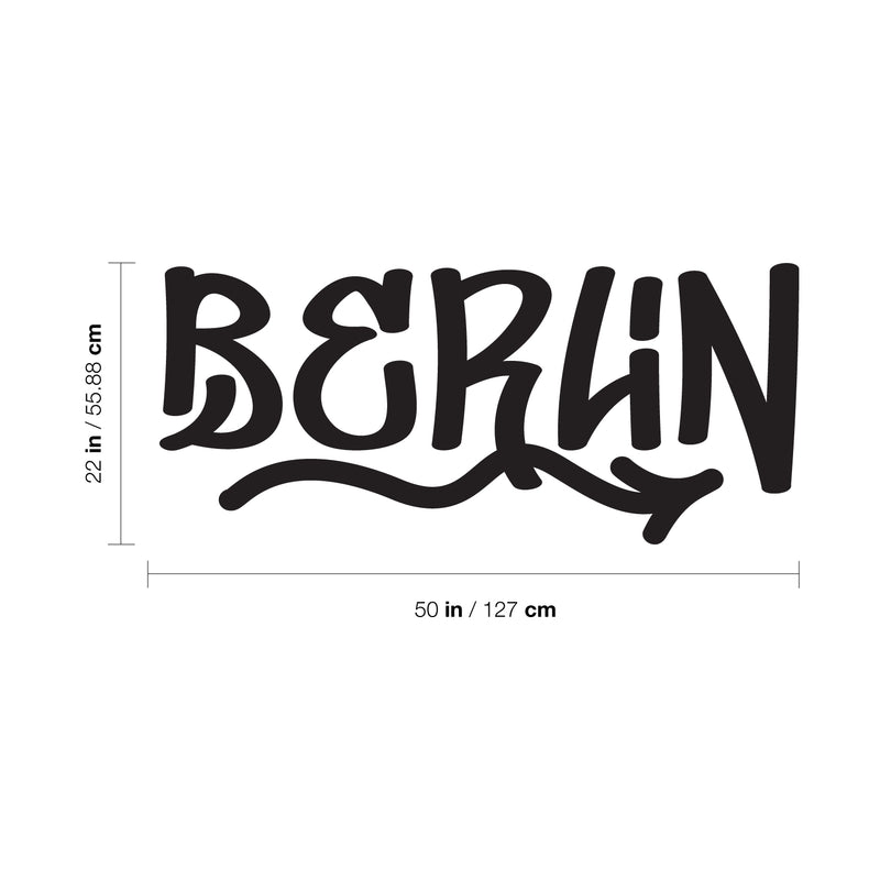 Vinyl Wall Art Decal - Berlin - 22" x 50" - Cool Graffiti Design Modern Urban Europe Country Germany City Home Bedroom Living Room Mural Indoor Outdoor Decoration Adhesive 4