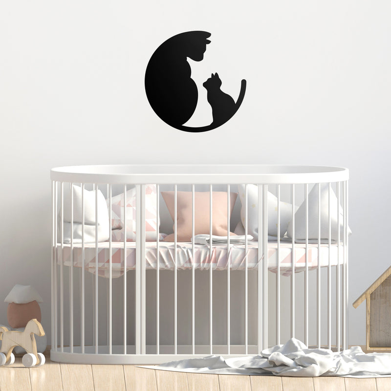 Vinyl Wall Art Decal - Mom and Baby Cat - 22" x 22" - Cute Animal Home Bedroom Nursery Kids Room Decor - Cat Lovers Designs Indoor Outdoor Wall Door Window Living Room Office Sticker 3