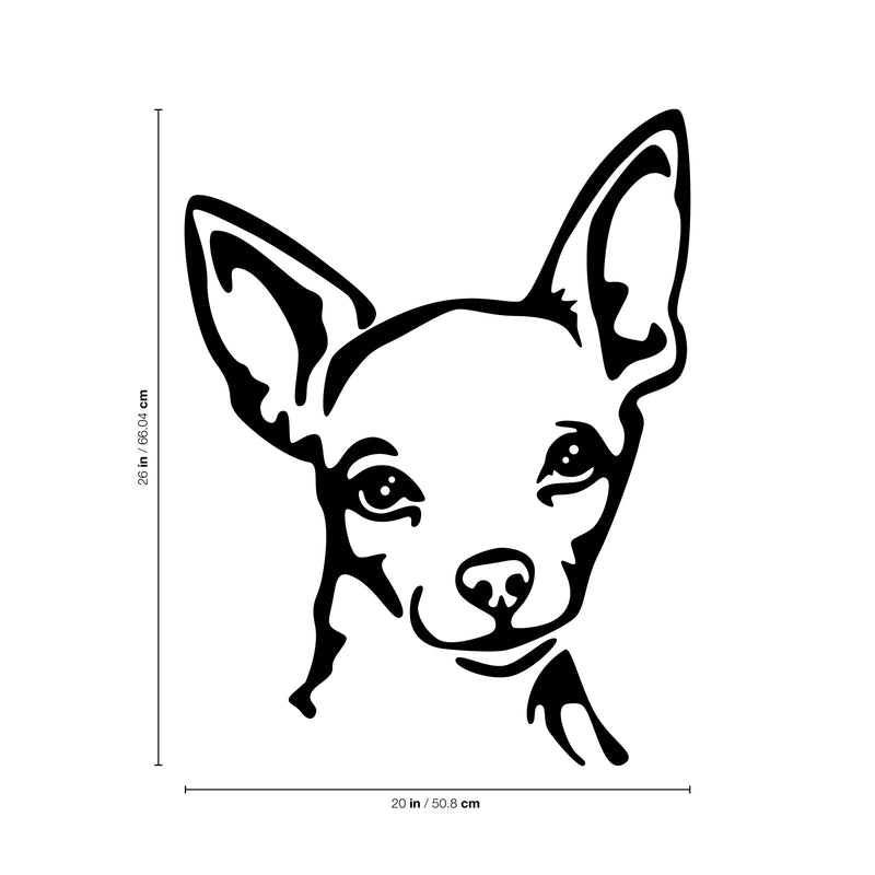 Vinyl Wall Art Decal - Chihuahua Dog Face - Cute Trendy Doggy Decor For Home Apartment Bedroom Living Room - Dog Lovers Cool Indoor Outdoor Modern Mural Door Decoration 4