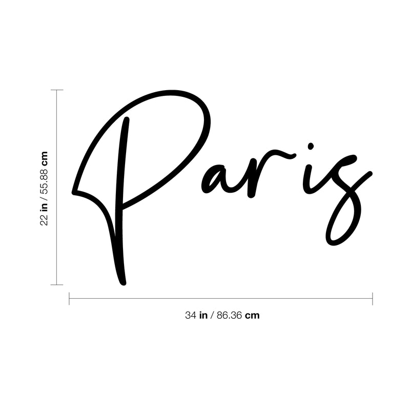 Vinyl Wall Art Decal - Paris - 22" x 34" - Cool Cursive Design Modern Urban Europe Country Britain UK City Home Bedroom Living Room Mural Indoor Outdoor Decoration Adhesive 4
