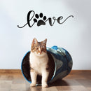 Vinyl Wall Art Decal - Paw Love - 7" x 22" - Modern Cute Trendy Animal Pet Lovers Cursive Decor Home Apartment Bedroom Living Room Work Office Business Indoor Outdoor Decor (7" x 22"; Black) 2