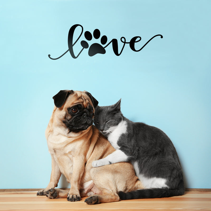 Vinyl Wall Art Decal - Paw Love - Modern Cute Trendy Animal Pet Lovers Cursive Decor Home Apartment Bedroom Living Room Work Office Business Indoor Outdoor Decor (7" x 22"; Black) 5