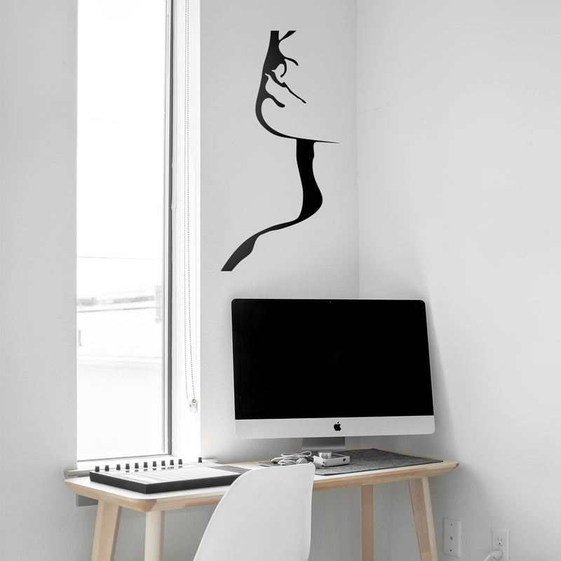 Vinyl Wall Art Decal - Side Face Silhouette - Trendy Modern Feminine Body Shape Home Work Bedroom Living Room Apartment Office Store Indoor Women’s Teens Decoration (30" x 15"; Black) 2