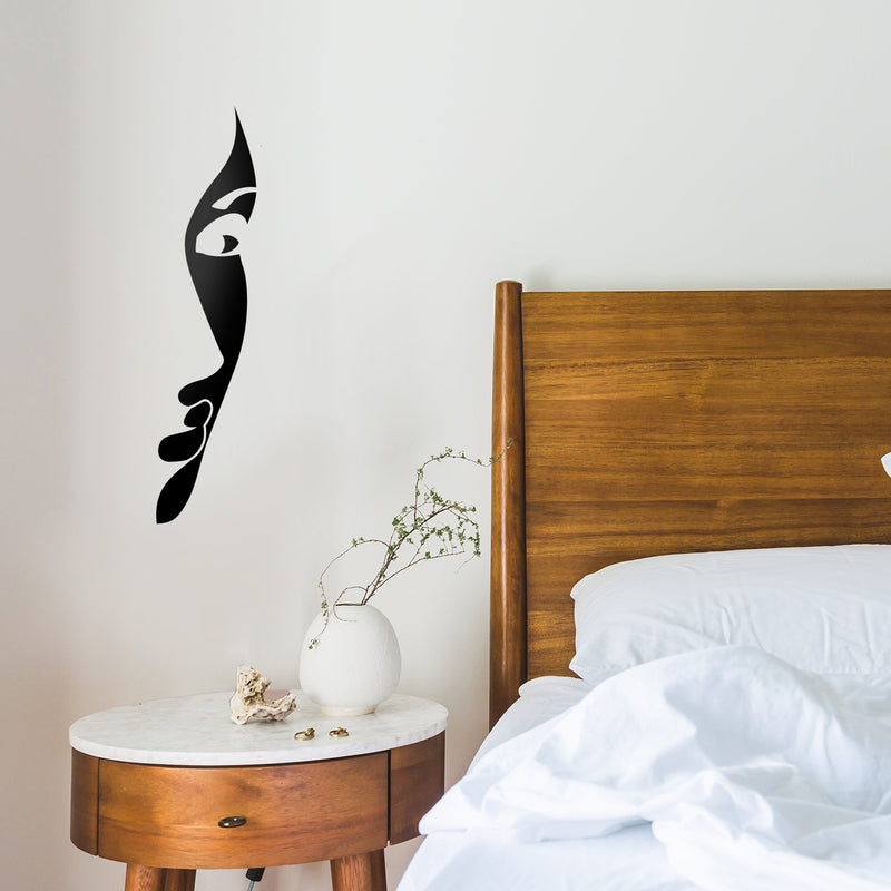 Vinyl Wall Art Decal - Face Silhouette - 32" x 8" - Chic Modern Feminine Body Shape Home Work Bedroom Living Room Apartment Office Store Indoor Women’s Teens Decoration (32" x 8"; Black) 2
