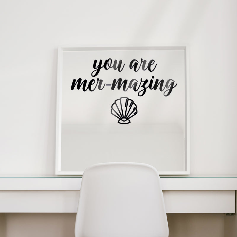 Vinyl Wall Art Decal - You are Mermazing - 14" x 22" - Motivational Modern Cute Trendy Girls Teens Seashell Nursery Playroom Bedroom Living Room Apartment Home Sticker Decals (14" x 22"; Black) 3