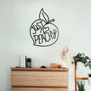 Vinyl Wall Art Decal - Just Peachy - Fun Modern Peach Fruit Shape Positive Home Bedroom Apartment Office Workplace Indoor Living Room Business Decoration Quotes (26" x 19"; Black) 2