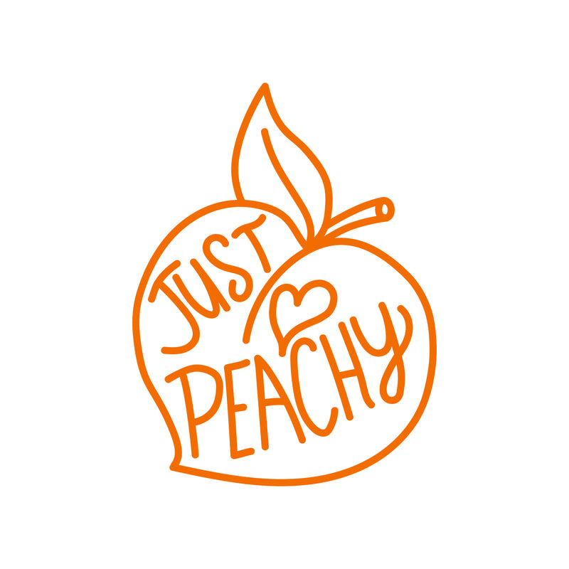 Vinyl Wall Art Decal - Just Peachy - 26" x 19" - Fun Modern Peach Fruit Shape Positive Home Bedroom Apartment Office Workplace Indoor Living Room Business Decoration Quotes (26" x 19"; Orange) 4
