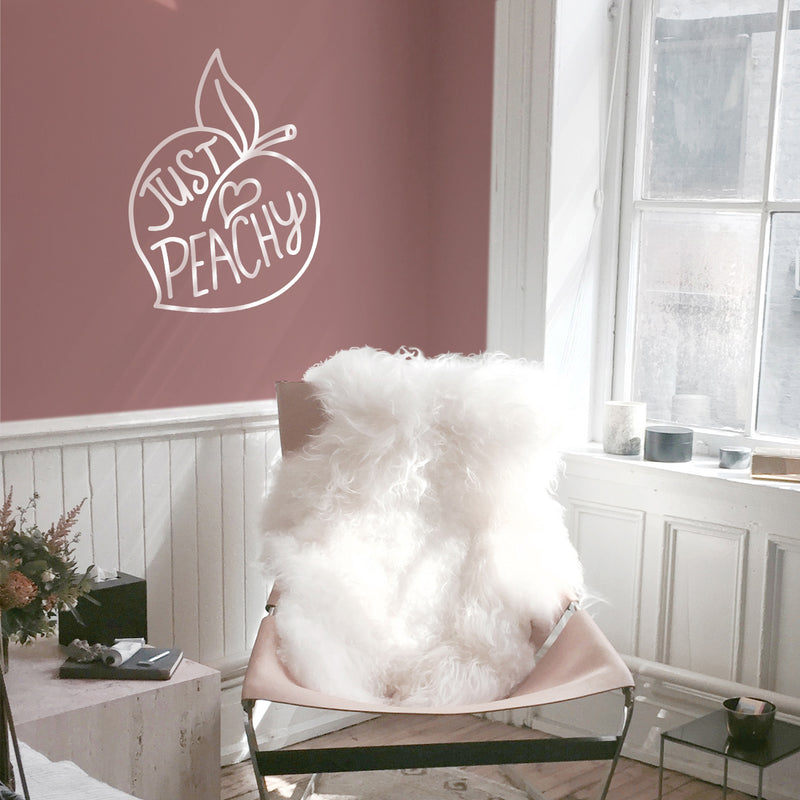 Vinyl Wall Art Decal - Just Peachy - 26" x 19" - Fun Modern Peach Fruit Shape Positive Home Bedroom Apartment Office Workplace Indoor Living Room Business Decoration Quotes (26" x 19"; White) 2