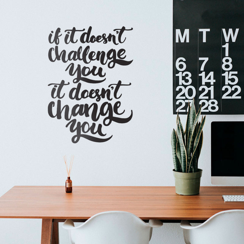 Vinyl Wall Art Decal - If It Doesn’t Challenge You It Doesn’t Change You - Motivational Home Bedroom Apartment Office Workplace Living Room Business Quotes Decor (30" x 22"; White) 2