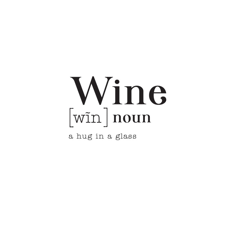 Vinyl Art Wall Decal - Wine A Hug in A Glass - - Modern Witty Adult Humor Definition Drinking Home Living Room Kitchen Dining Room Bar Restaurant Sticker Decor (; Black) 1