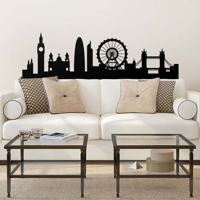 Vinyl Wall Art Decal - London Skyline - 20" x 66.5" - Unique Modern England British Europe UK City Home Bedroom Living Room Store Shop Mural Indoor Outdoor Silhouette Adhesive Decor 2