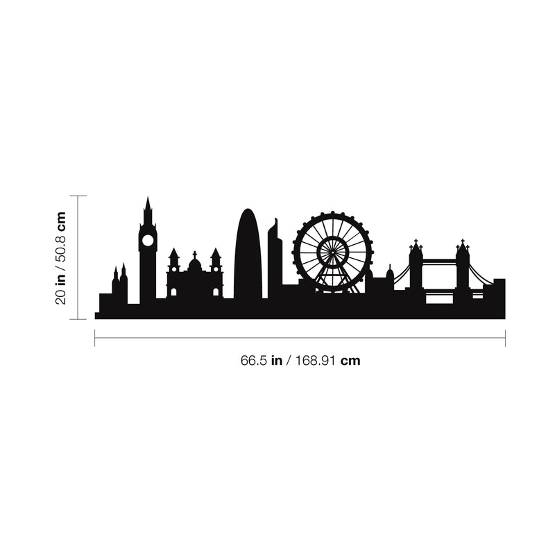 Vinyl Wall Art Decal - London Skyline - 20" x 66.5" - Unique Modern England British Europe UK City Home Bedroom Living Room Store Shop Mural Indoor Outdoor Silhouette Adhesive Decor 4