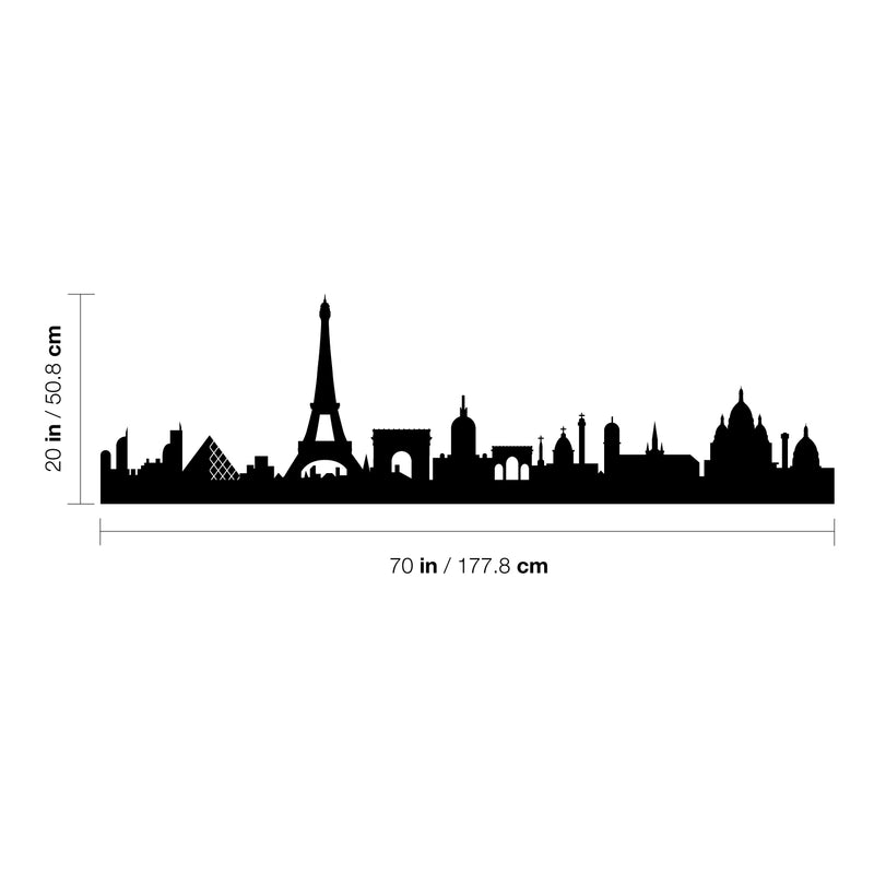 Vinyl Wall Art Decal - Paris Skyline - 20" x 70" - Unique Modern France Europe French City Home Bedroom Living Room Store Shop Mural Indoor Outdoor Silhouette Adhesive Decor 4