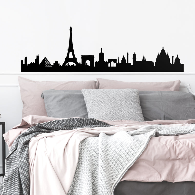 Vinyl Wall Art Decal - Paris Skyline - Unique Modern France Europe French City Home Bedroom Living Room Store Shop Mural Indoor Outdoor Silhouette Adhesive Decor 2
