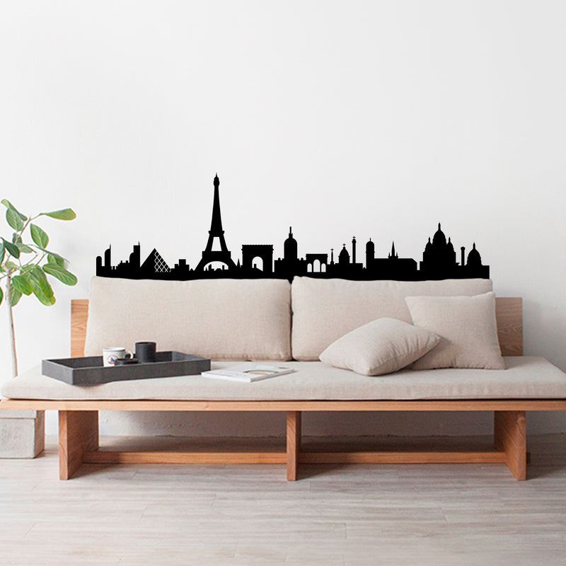 Vinyl Wall Art Decal - Paris Skyline - 20" x 70" - Unique Modern France Europe French City Home Bedroom Living Room Store Shop Mural Indoor Outdoor Silhouette Adhesive Decor 3