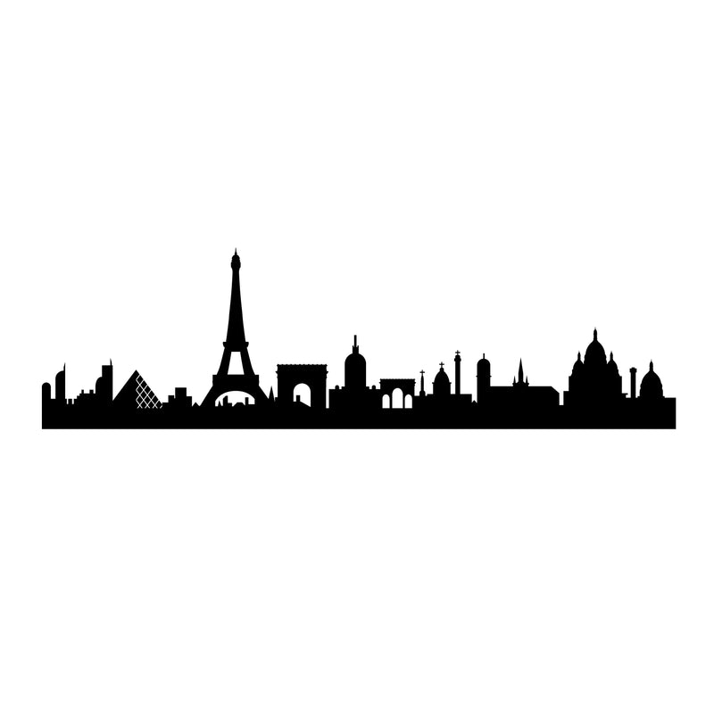 Vinyl Wall Art Decal - Paris Skyline - 20" x 70" - Unique Modern France Europe French City Home Bedroom Living Room Store Shop Mural Indoor Outdoor Silhouette Adhesive Decor 1