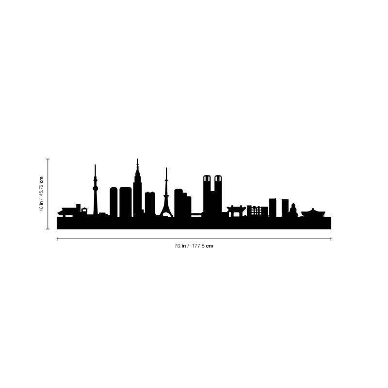 Vinyl Wall Art Decal - Tokyo Skyline - 18" x 70" - Unique Modern Asian Oriental Japan City Home Bedroom Living Room Store Shop Mural Indoor Outdoor Silhouette Adhesive Decor 4