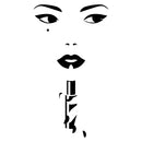 Vinyl Wall Art Decal - Woman's Face And Lipstick Silhouette - 39" x 22" - Chic Modern Feminine Body Shape Home Work Bedroom Living Room Apartment Office Store Indoor Women's Teens Decoration 1