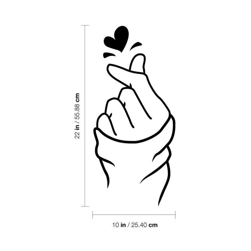 Vinyl Wall Art Decal - Heart Hand Love Sign - Modern Cute Korean Gesture Trendy Decor Home Apartment Bedroom Living Room Work Office Business Indoor Outdoor Decor 4