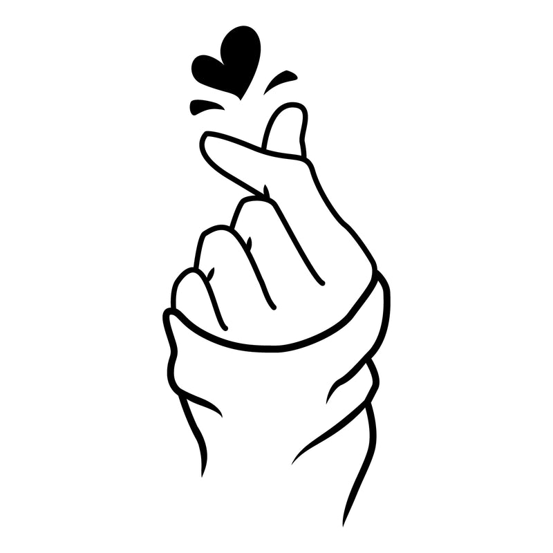 Vinyl Wall Art Decal - Heart Hand Love Sign - Modern Cute Korean Gesture Trendy Decor Home Apartment Bedroom Living Room Work Office Business Indoor Outdoor Decor 1