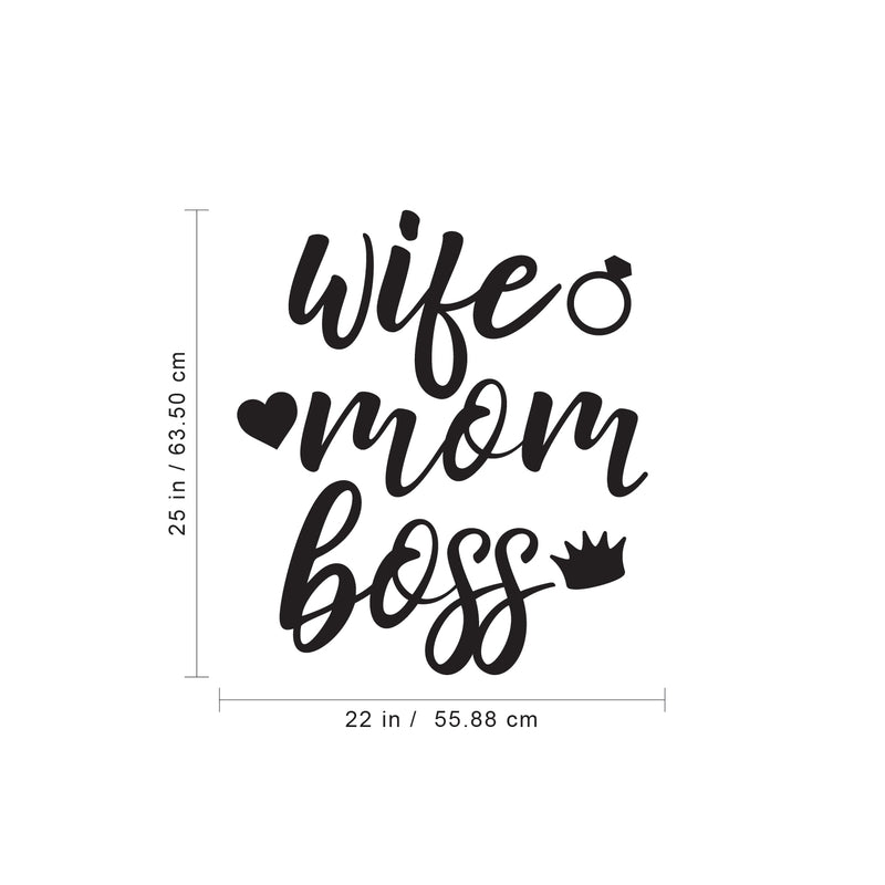 Vinyl Wall Art Decal - Wife Mom Boss - WItty Cute Mom Quotes For Indoor Home Bedroom Living Room Bathroom Kitchen Laundry Playroom Decoration 3