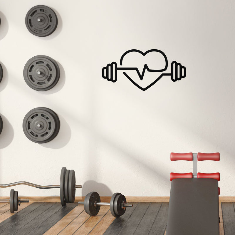 Vinyl Wall Art Decal - Heart Shape Weights - 15" x 30" - Modern Trendy Workout Designs For Home Gym Fitness Lifestyle Health Personal Trainer Locker Room Indoor Outdoor Decor 3