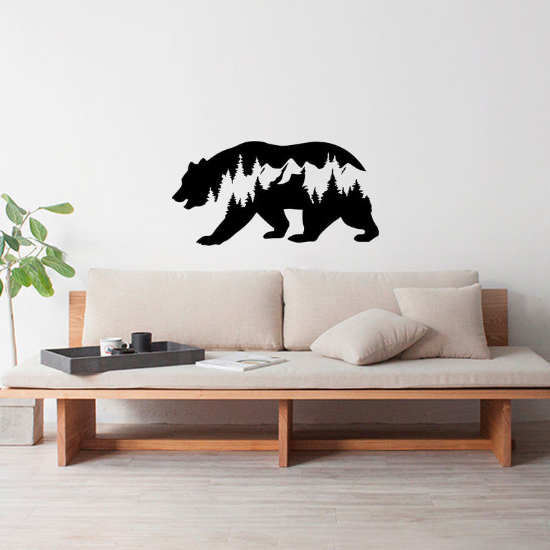 Vinyl Wall Art Decal - Forest In Bear Abstract - 19. - Wild Animal Lovers Silhouette Home Apartment Office Bedroom Living Room Work Store Indoor Outdoor Decor Design 2
