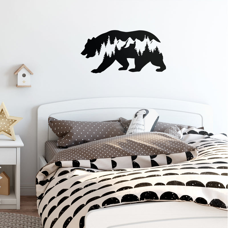 Vinyl Wall Art Decal - Forest In Bear Abstract - 19. - Wild Animal Lovers Silhouette Home Apartment Office Bedroom Living Room Work Store Indoor Outdoor Decor Design 3
