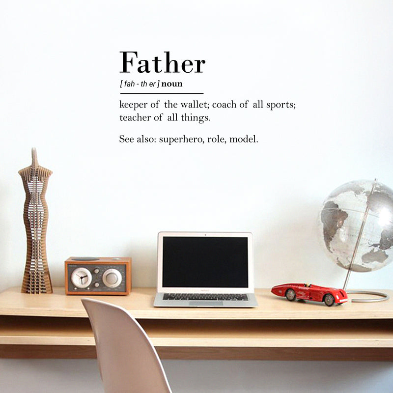 Vinyl Wall Art Decal - Father Noun Keep of The Wallet Coach Of All Sports Teacher Of All Things - Funny Witty Father's Day Home Bedroom Living Room Garage Decoration Quote 2
