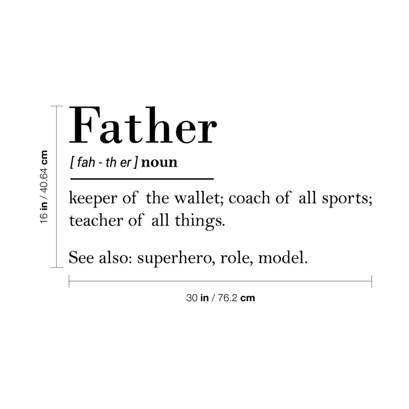 Vinyl Wall Art Decal - Father Noun Keep of The Wallet Coach Of All Sports Teacher Of All Things - 16" x 30" - Funny Witty Father's Day Home Bedroom Living Room Garage Decoration Quote 4
