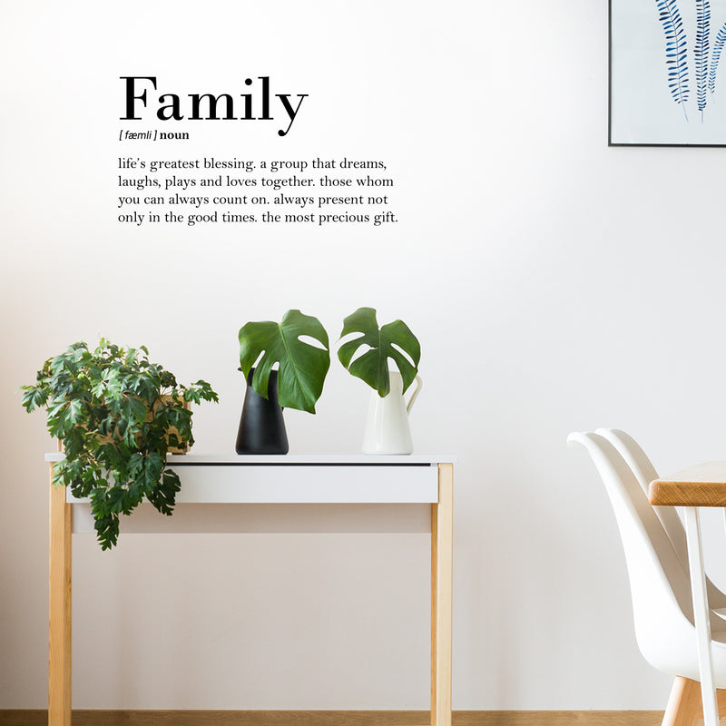 Vinyl Art Wall Decal - Family Definition - Modern Sweet Charming Life Quotes For Home Bedroom Living Room Kitchen Dining Room Apartment Indoor Outdoor Sticker Decor 3