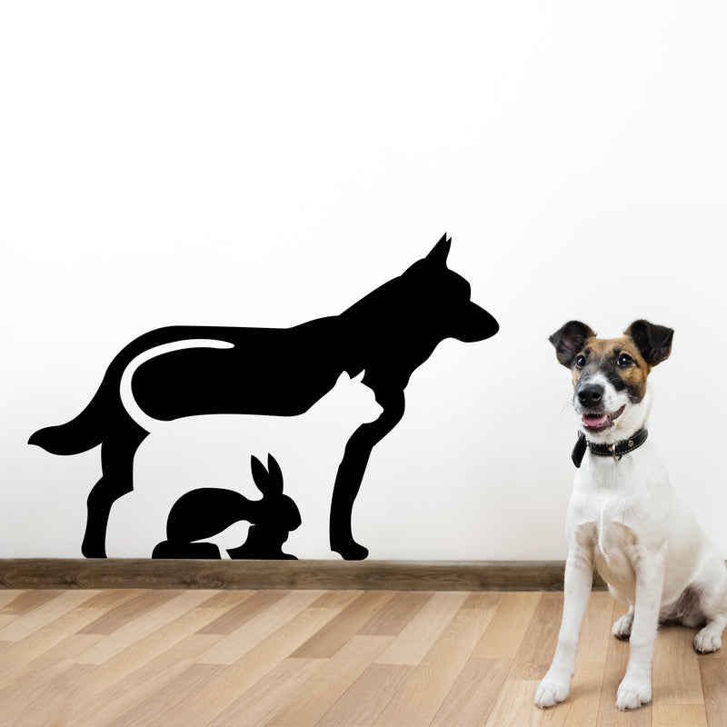 Vinyl Wall Art Decal - Dog Cat Bunny Bird - - Cute Modern Illusion Trendy Animal Pet Lovers Cursive Decor Home Apartment Bedroom Living Room Indoor Outdoor Decoration Quotes 2