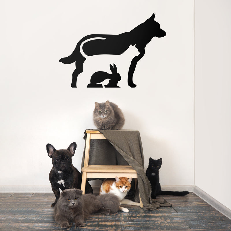 Vinyl Wall Art Decal - Dog Cat Bunny Bird - - Cute Modern Illusion Trendy Animal Pet Lovers Cursive Decor Home Apartment Bedroom Living Room Indoor Outdoor Decoration Quotes 3