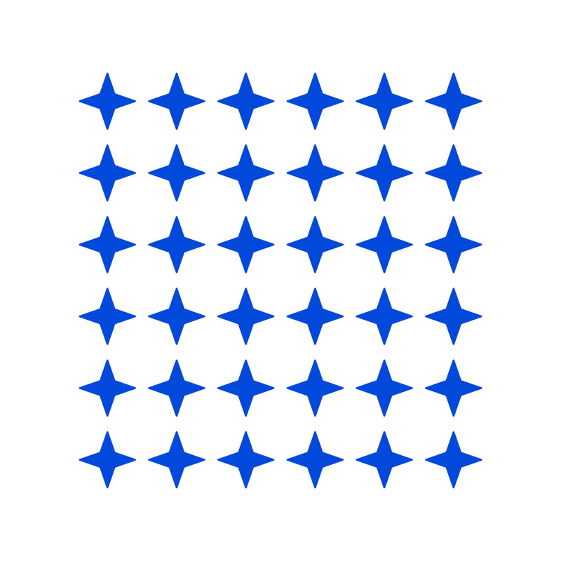 Set of 36 Vinyl Wall Art Decals - 4 Point Stars - 3" x 3" Each - Cool Fun Sticker Shapes For Kids Toddlers Teens Bedroom Playroom Nursery Living Room Home Apartment Decorations 1