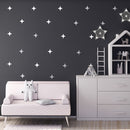 Set of 36 Vinyl Wall Art Decals - 4 Point Stars - 3" x 3" Each - Cool Fun Sticker Shapes For Kids Toddlers Teens Bedroom Playroom Nursery Living Room Home Apartment Decorations 2