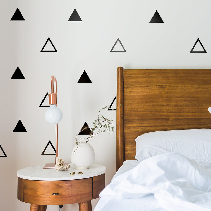 Set of 30 Vinyl Wall Art Decals - Triangle Patterns - Each - Modern Geometric Shapes Decor For Home Apartment Workplace Living Room Bedroom Office Apartment Stickers 2