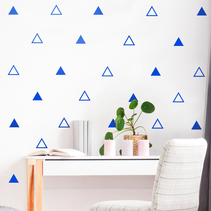 Set of 30 Vinyl Wall Art Decals - Triangle Patterns - 3" x 4" Each - Modern Geometric Shapes Decor For Home Apartment Workplace Living Room Bedroom Office Apartment Stickers 3