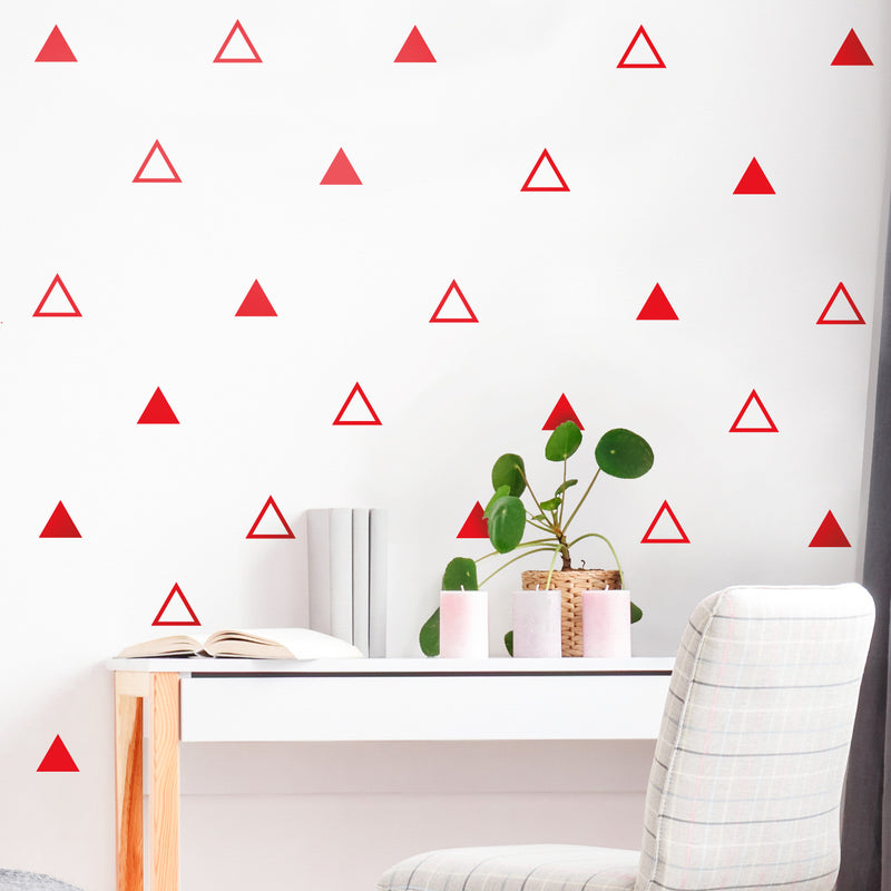 Set of 30 Vinyl Wall Art Decals - Triangle Patterns - 3" x 4" Each - Modern Geometric Shapes Decor For Home Apartment Workplace Living Room Bedroom Office Apartment Stickers 2