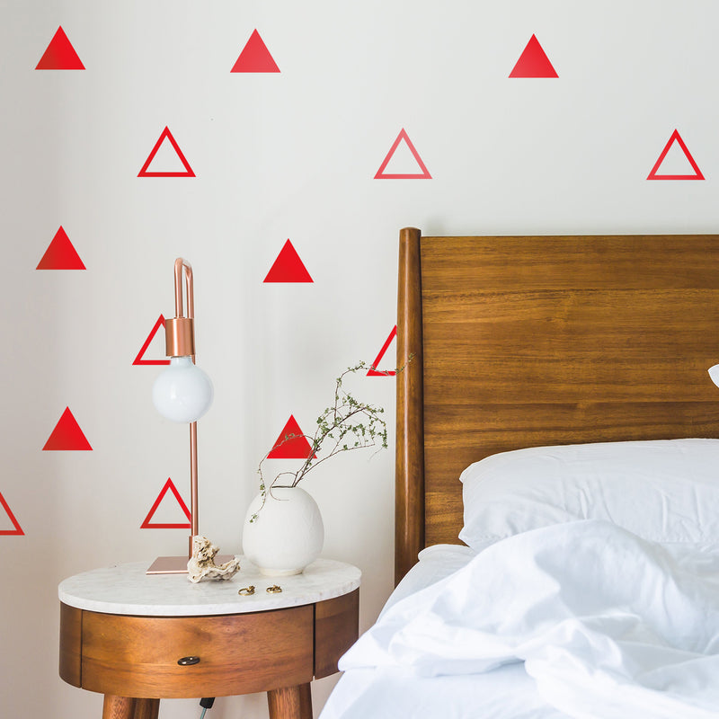 Set of 30 Vinyl Wall Art Decals - Triangle Patterns - 3" x 4" Each - Modern Geometric Shapes Decor For Home Apartment Workplace Living Room Bedroom Office Apartment Stickers 3