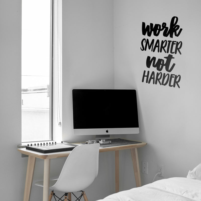 Vinyl Wall Art Decal - Work Smarter Not Harder - 26" x 18" - Motivational Positive Modern Life Quotes For Home Business Workplace Bedroom Office Living Room Apartment Decor 2