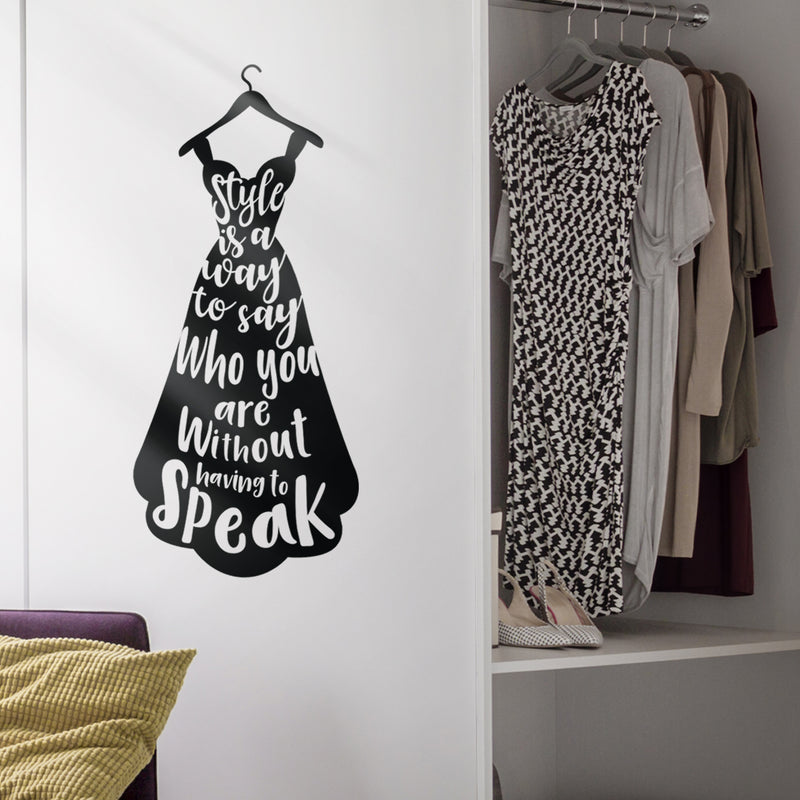 Vinyl Wall Art Decal - Style Is A Way To Say Who You Are - - Women's Fashion Dress Silhouette Quotes For Home Living Room Bedroom Apartment Indoor Outdoor Decor 3