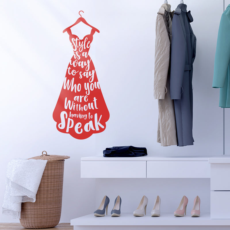 Vinyl Wall Art Decal - Style Is A Way To Say Who You Are - 35" x 15.5" - Women's Fashion Dress Silhouette Quotes For Home Living Room Bedroom Apartment  Indoor Outdoor Decor 2