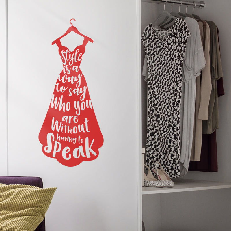 Vinyl Wall Art Decal - Style Is A Way To Say Who You Are - 35" x 15.5" - Women's Fashion Dress Silhouette Quotes For Home Living Room Bedroom Apartment  Indoor Outdoor Decor 3