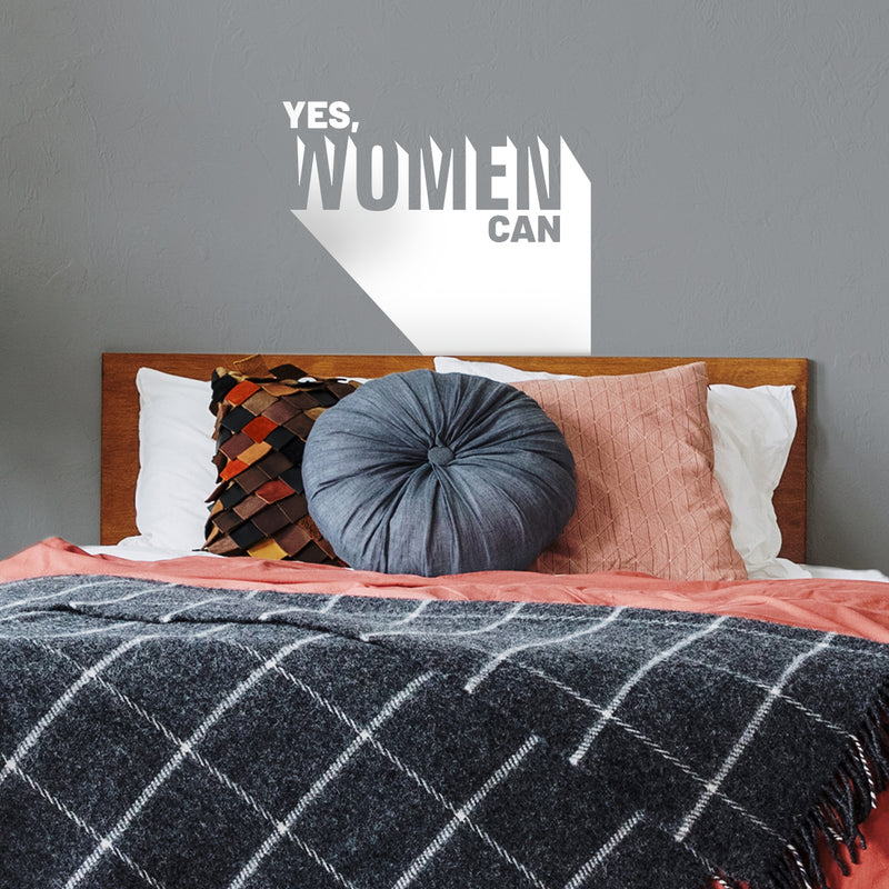 Vinyl Wall Art Decal - Yes Women Can - 19" x 23" - Modern Empowerment Motivational Trendy Home Workplace Bedroom Living Room Office Apartment Indoor Outdoor Decoration Quote 2