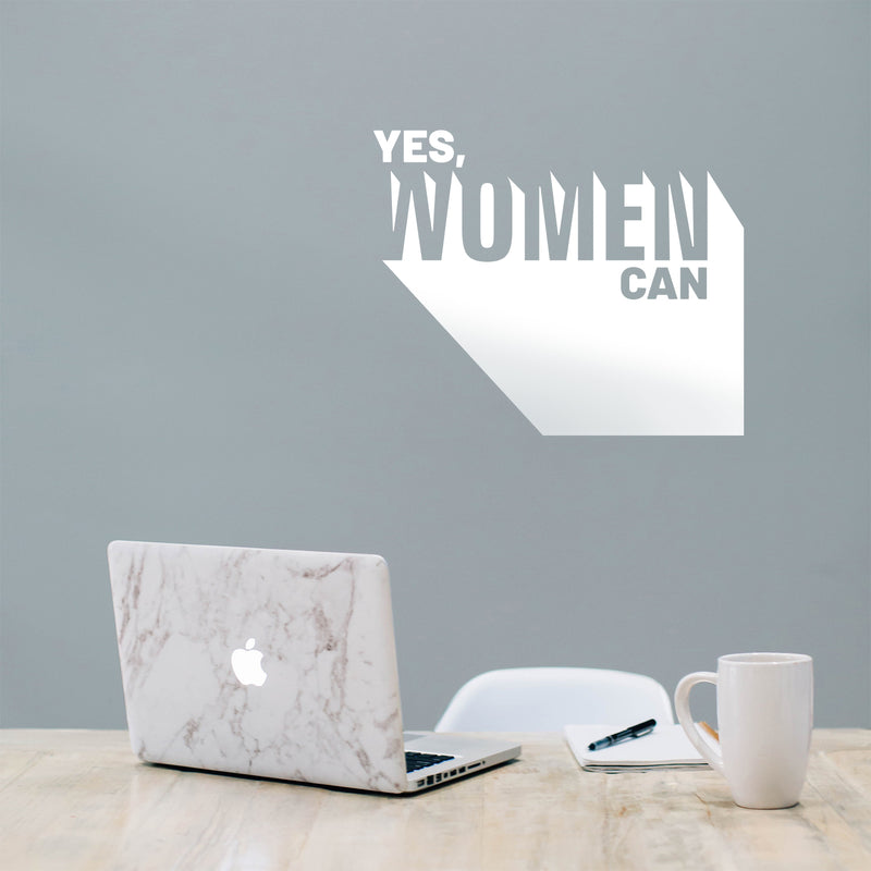 Vinyl Wall Art Decal - Yes Women Can - 19" x 23" - Modern Empowerment Motivational Trendy Home Workplace Bedroom Living Room Office Apartment Indoor Outdoor Decoration Quote 3